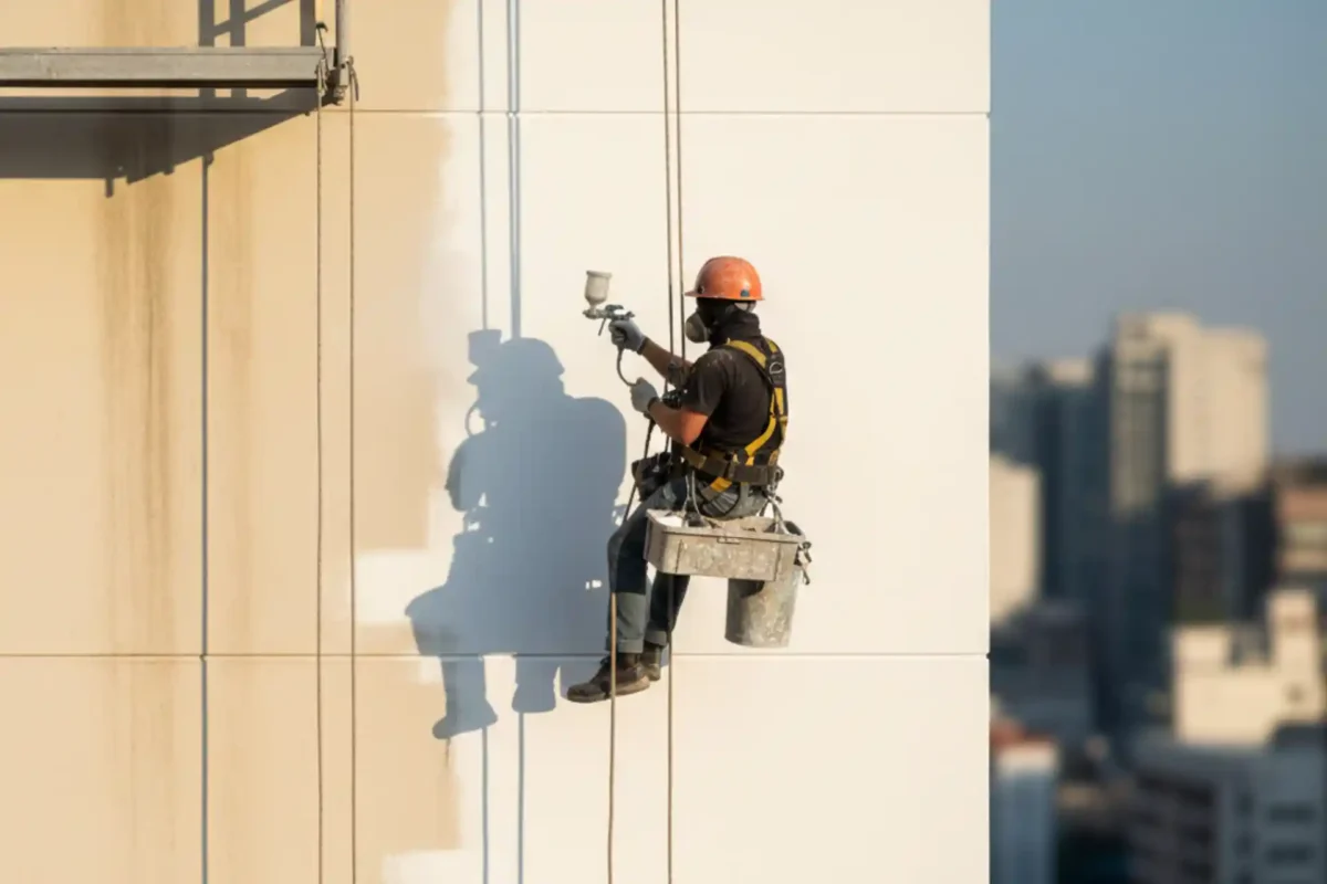 رنگ آمیزی نمای ساختمان در بابل بدون داربست